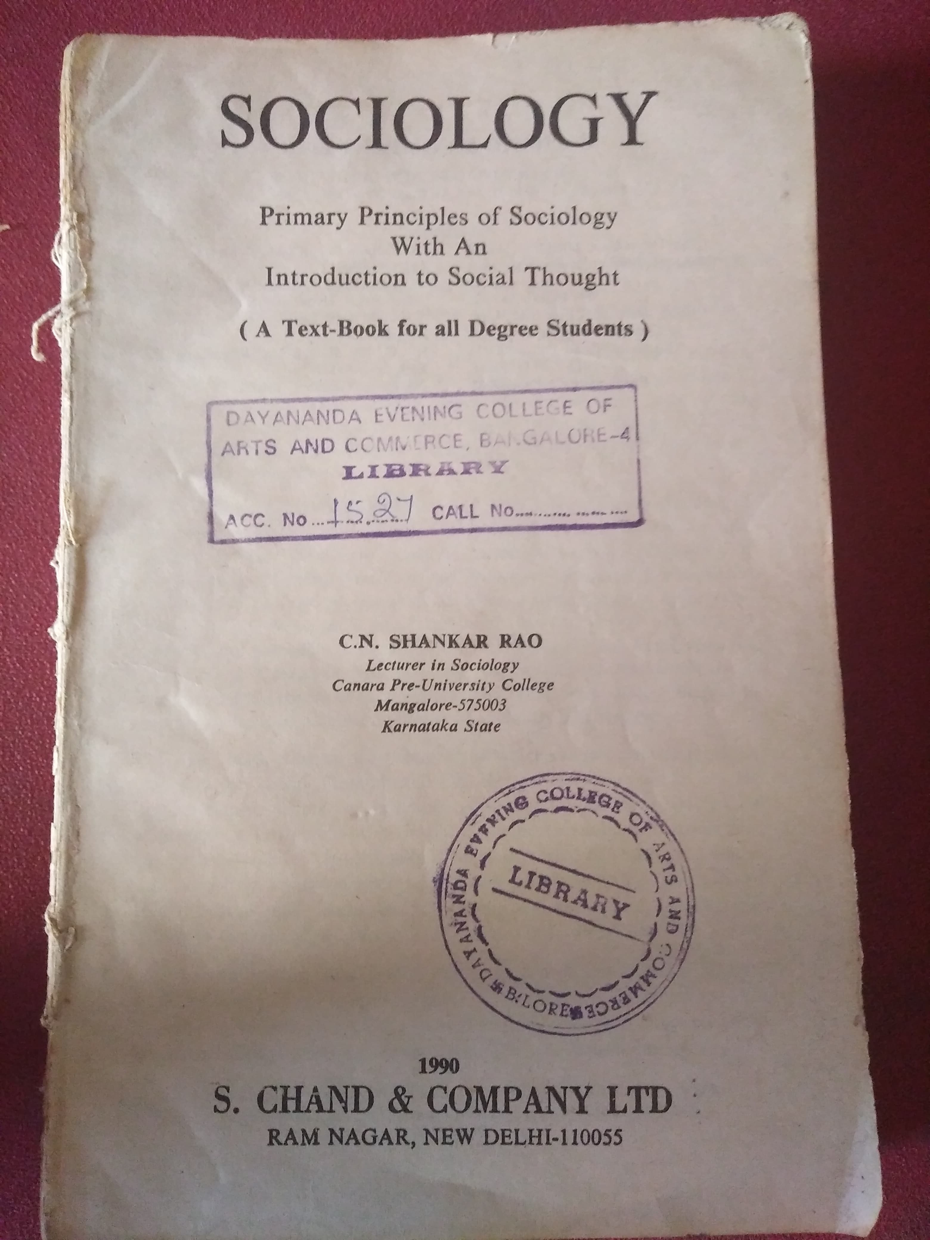 Sociology by C.N.Shankar Rao
