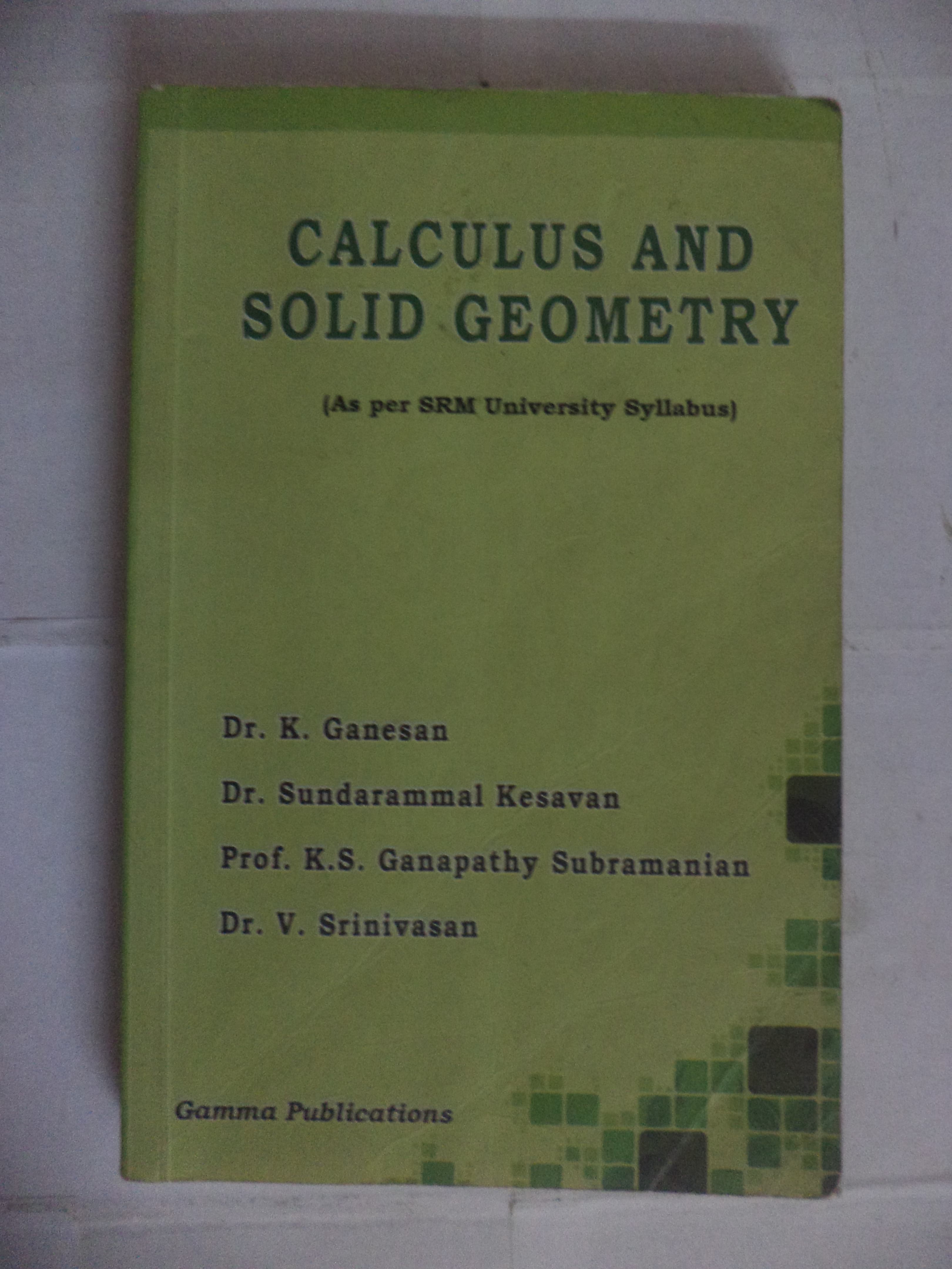 calculus and solid geometry as per SRM university syllabus